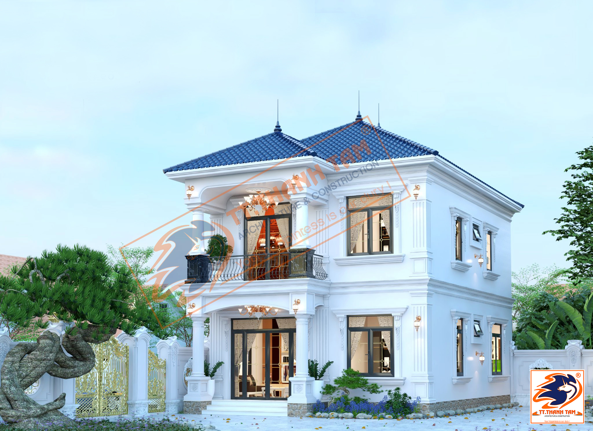 Thiết kế thi công Biệt thự Tân cổ điển 120 m2 Anh Hùng tại Quận 9 - Hồ Chí Minh