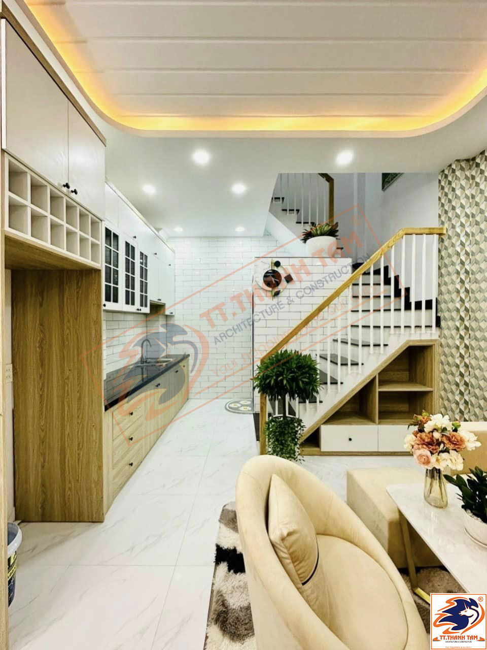 Thiết kế thi công trọn gói Nhà phố mini 3 tầng + 1 tum 4mx7m hiện đại tại Quận Gò Vấp – Hồ Chí Minh