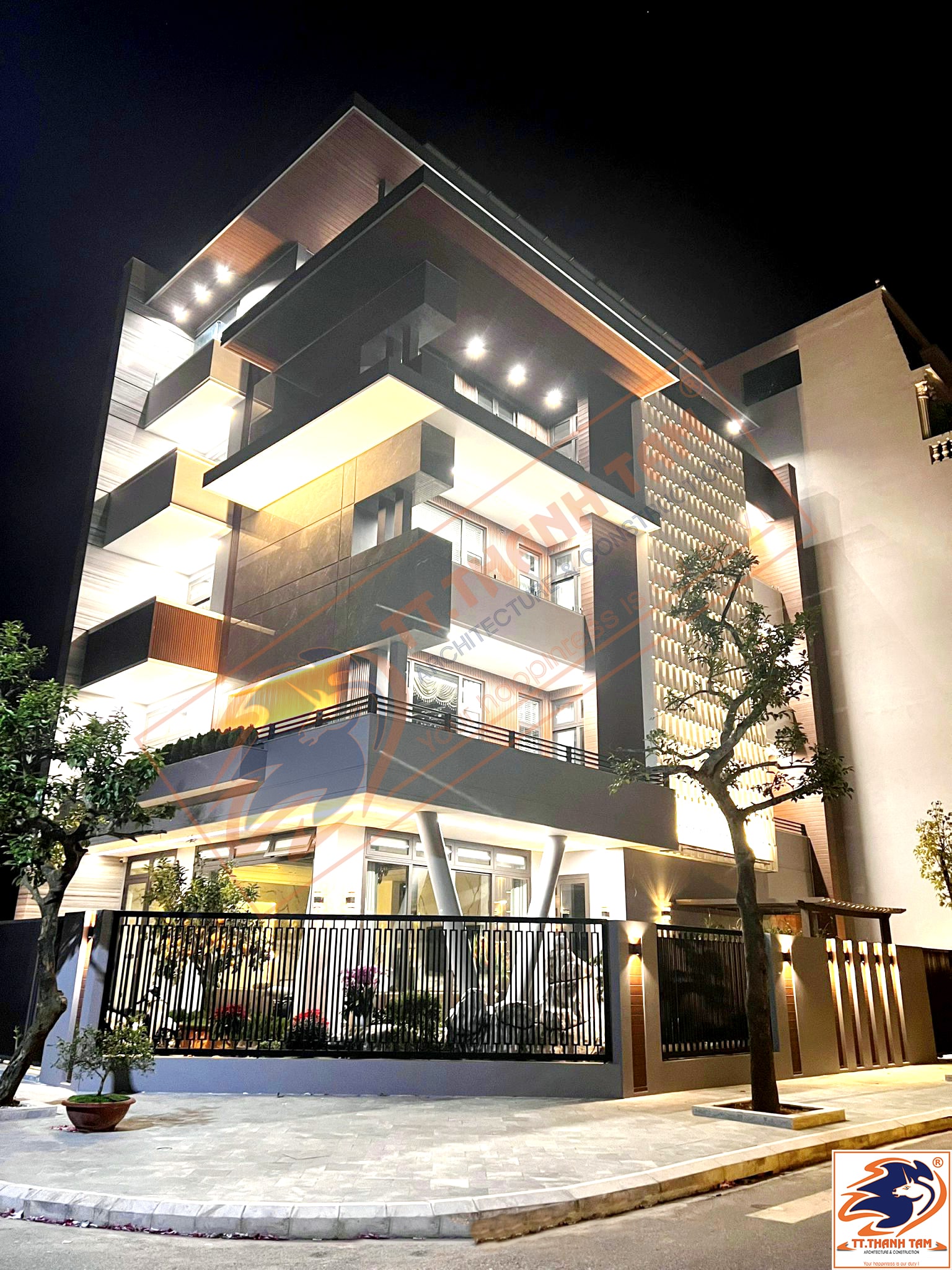 thiết kế thi công trọn gói biệt thự tại Đồng Nai - ánh sáng ban đêm