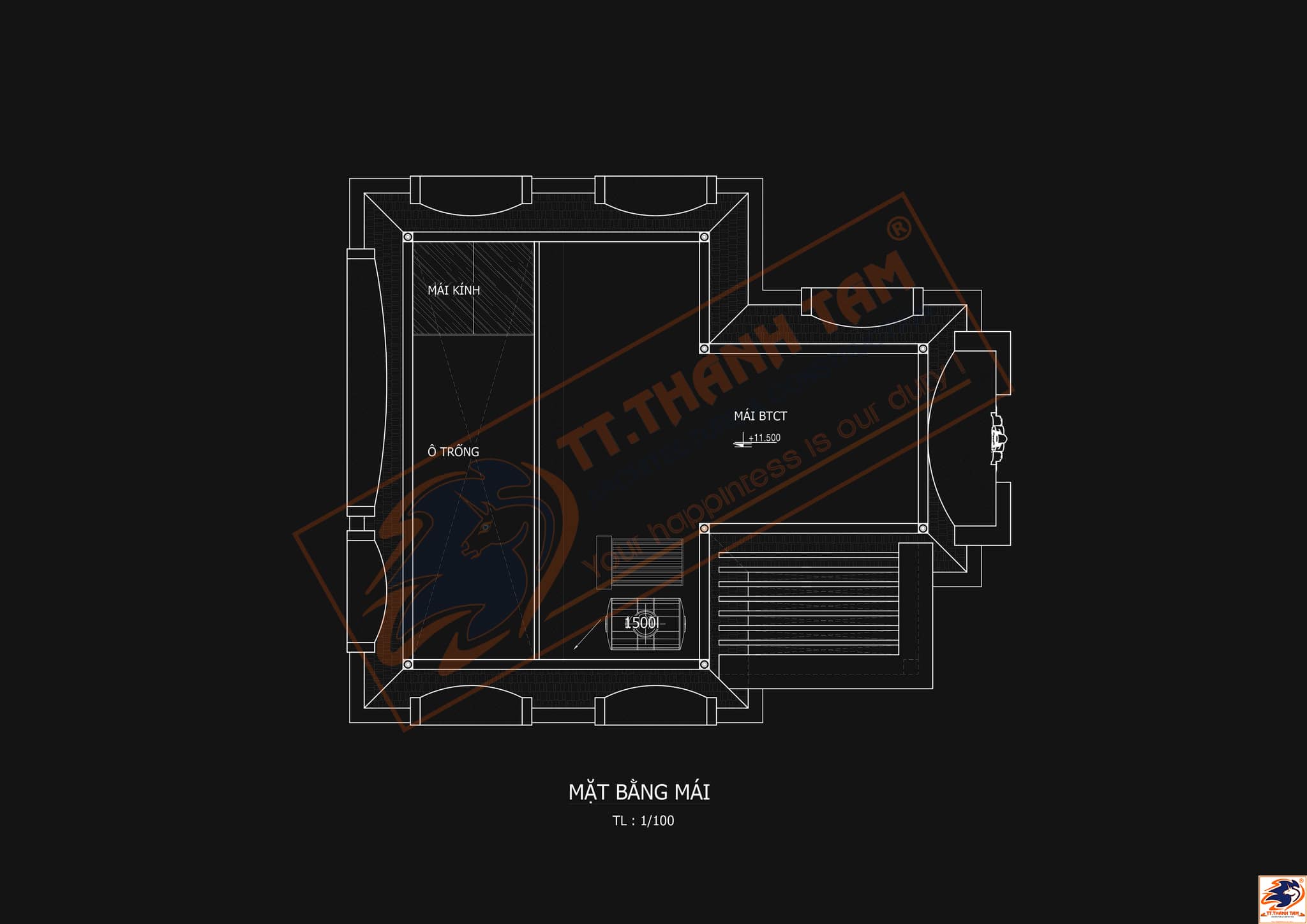 biệt thự tân cổ điển 3 tầng - mái