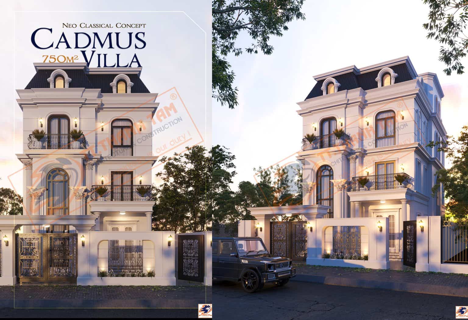 biệt thự tân cổ điển 3 tầng - mặt tiền