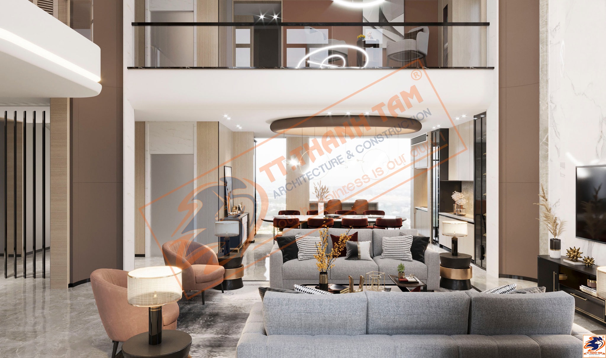 biệt thự tân cổ điển 3 tầng - phòng khách