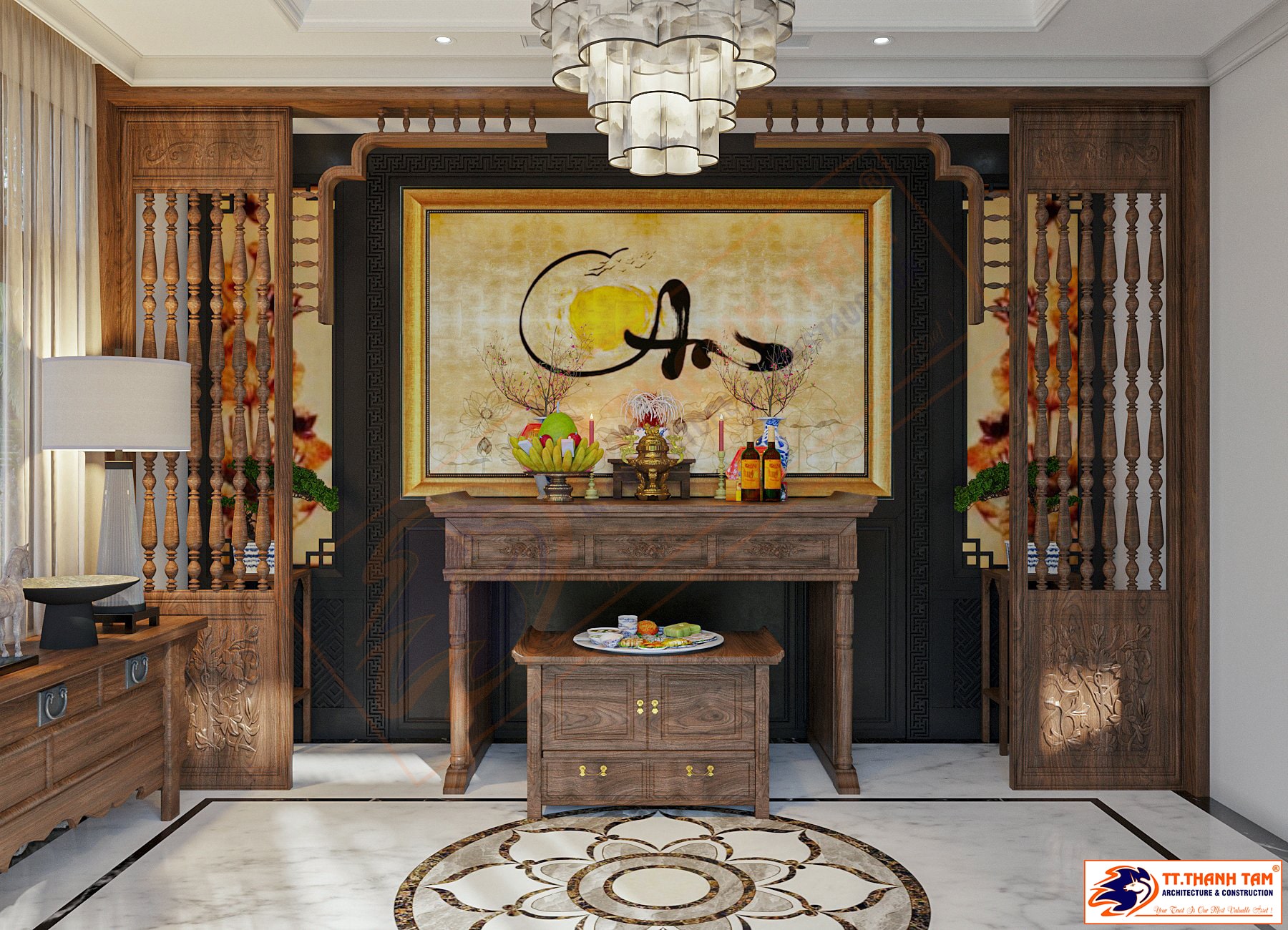 thiết kế biệt thự hiện đại - phòng thờ
