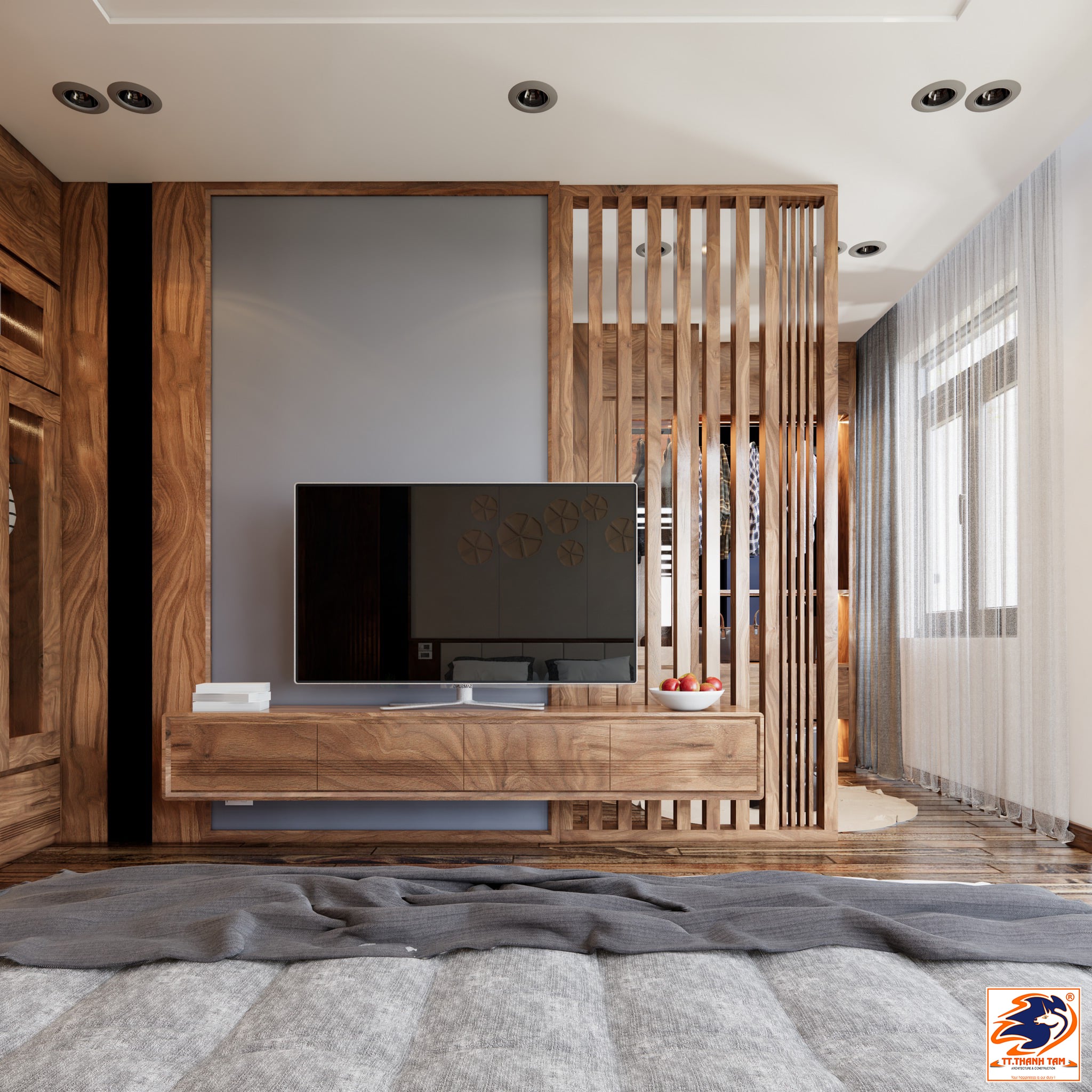 biệt thự nhà vườn - kệ tivi