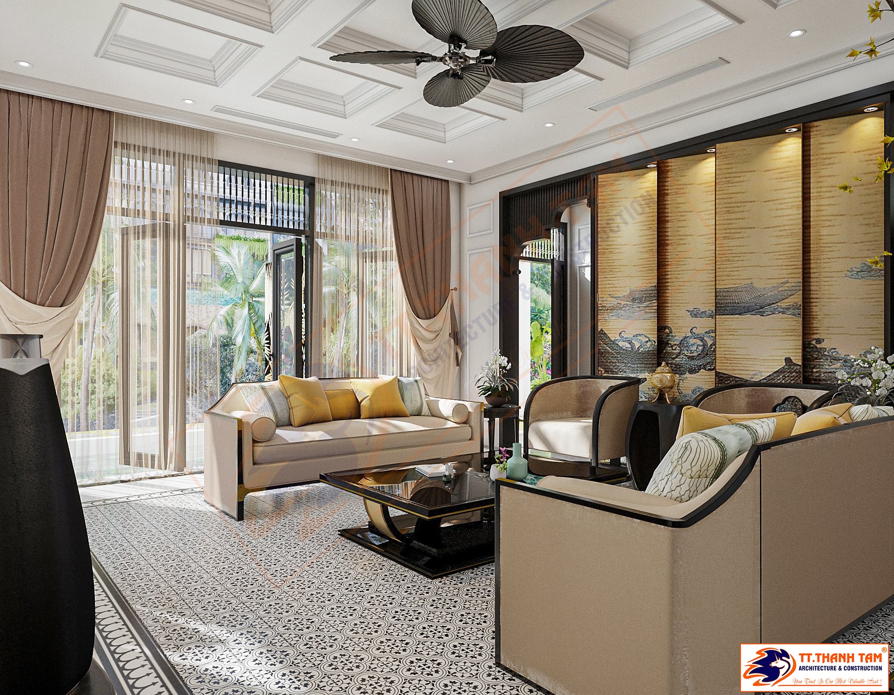 thiết kế biệt thự hiện đại - phòng khách