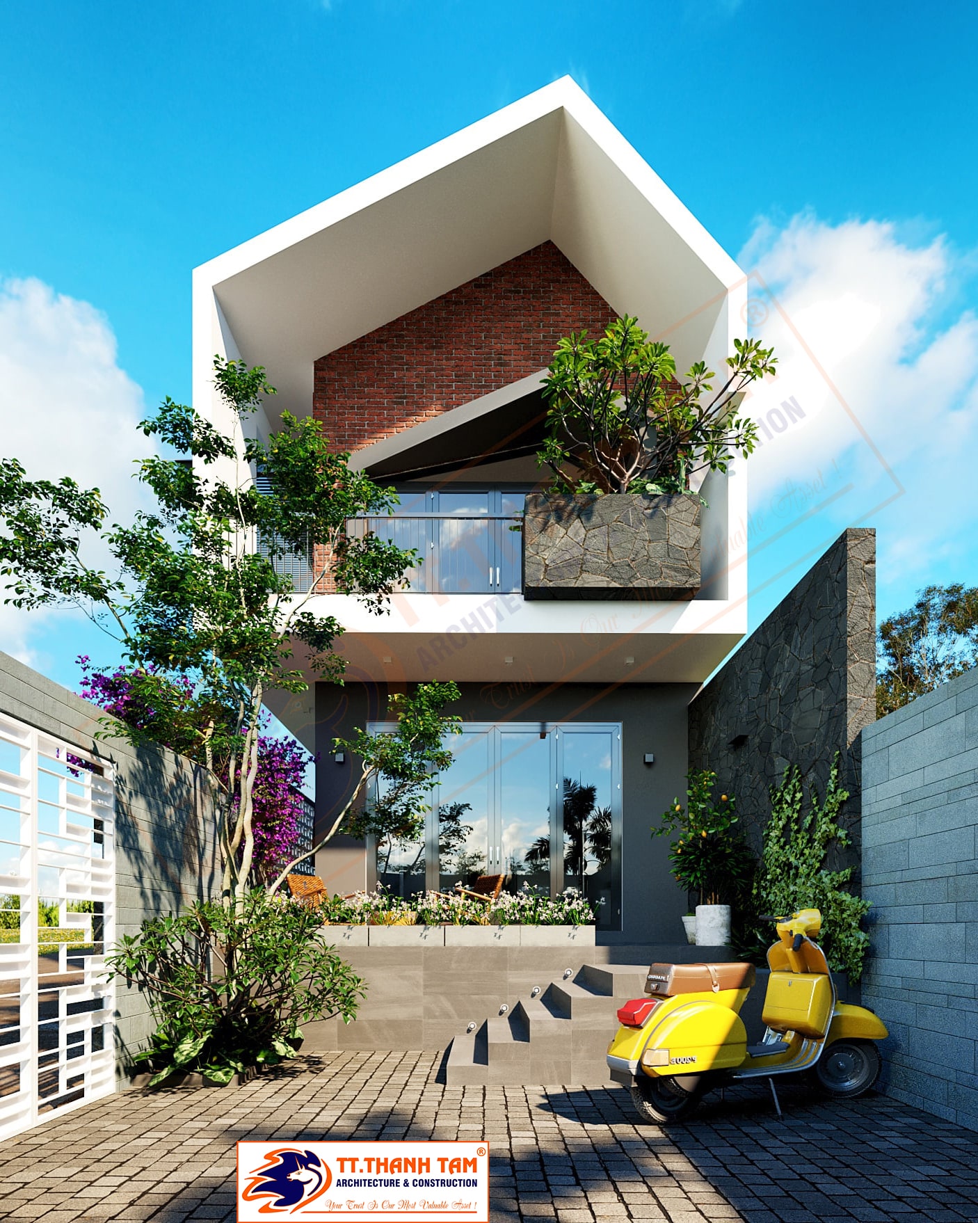 mẫu nhà phố 2 tầng - mặt tiền
