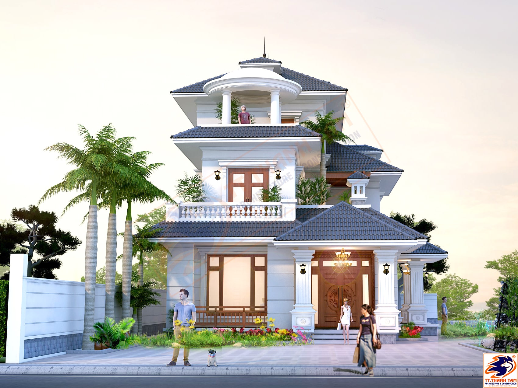 mẫu biệt thự 3 tầng - mặt tiền