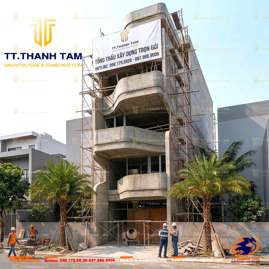 Nhà Phố 4 Tầng 1 Tum Hiện Đại – phần thô