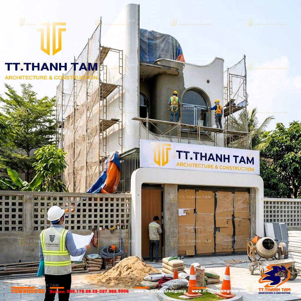 Mẫu nhà 1 trệt 1 lầu đẹp hiện đại TT. Thành Tâm - mặt tiền